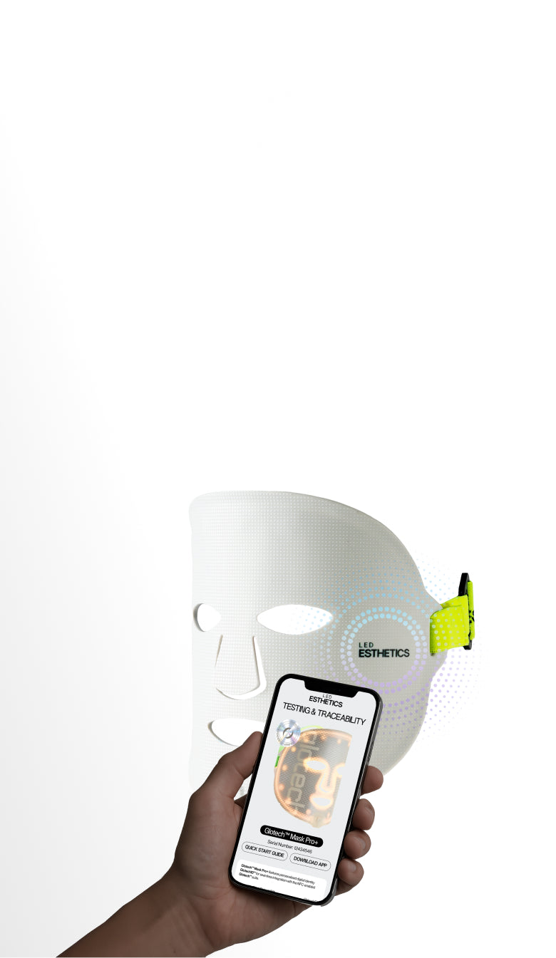 Scan the NFC chip inside the LED Esthetics logo to check your Glotech™ specs.